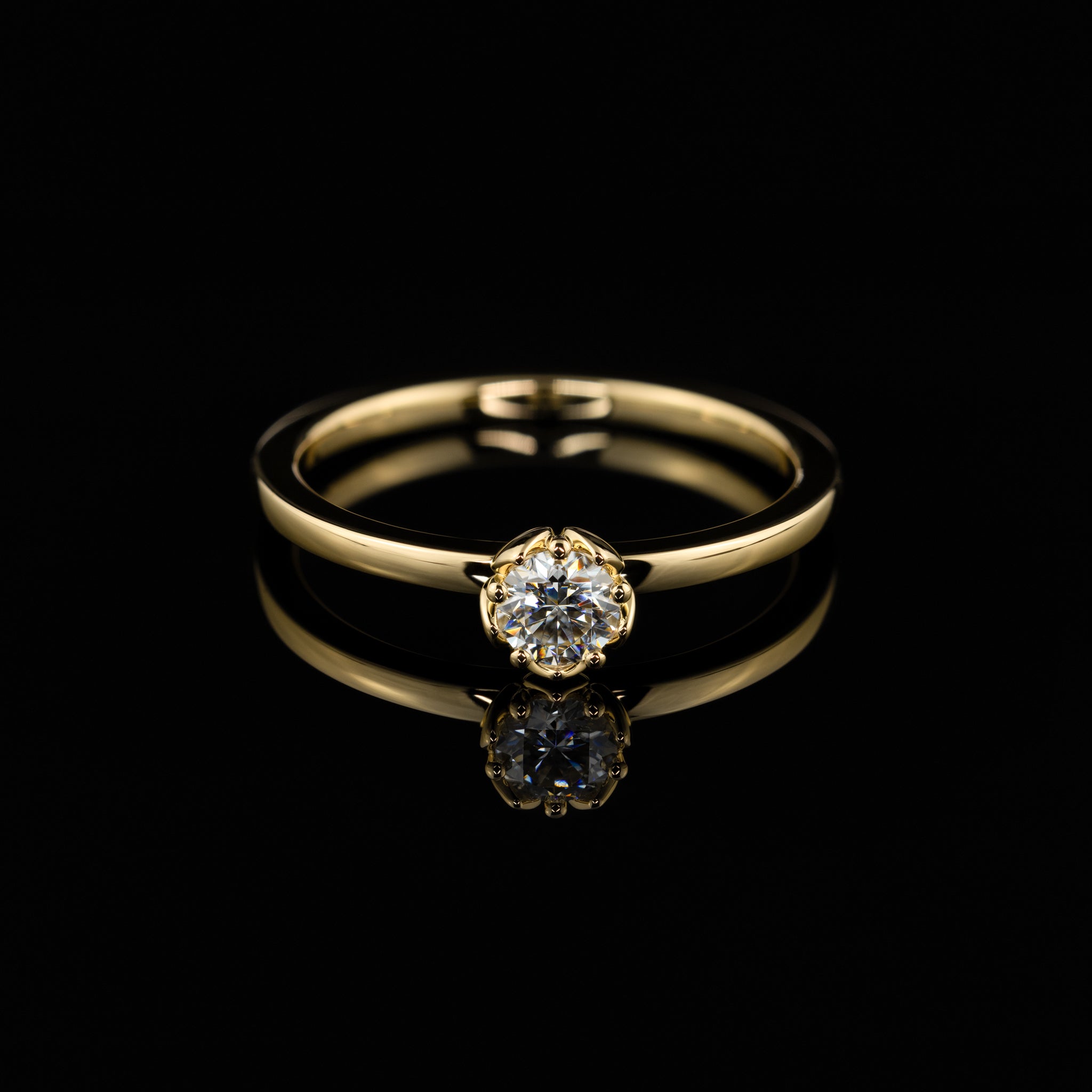 Gelbgold Flora 0.25ct böumiger Verlobungsring Goldzeit Nuernberg Goldschmiede
