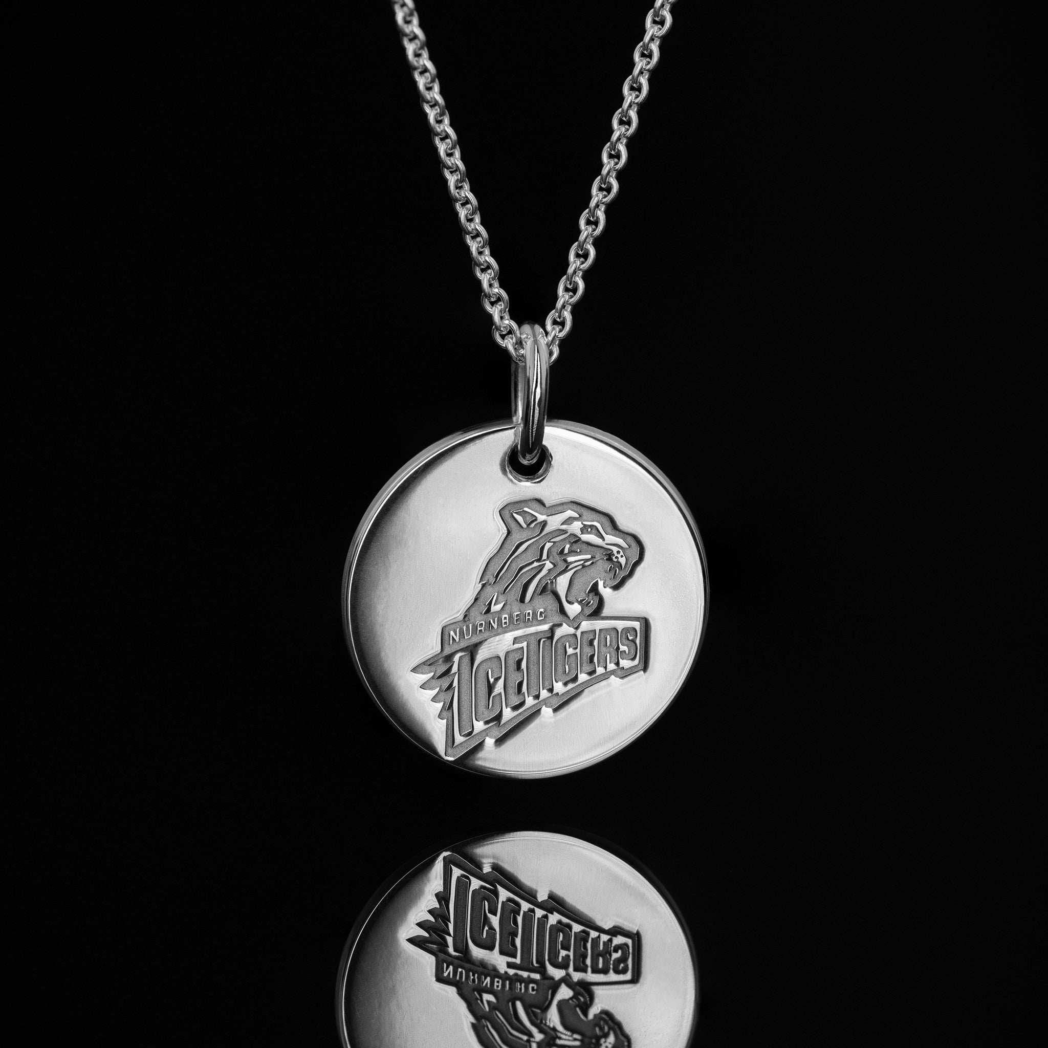Goldzeit X Ice Tigers Silberkette mit rundem Anhänger