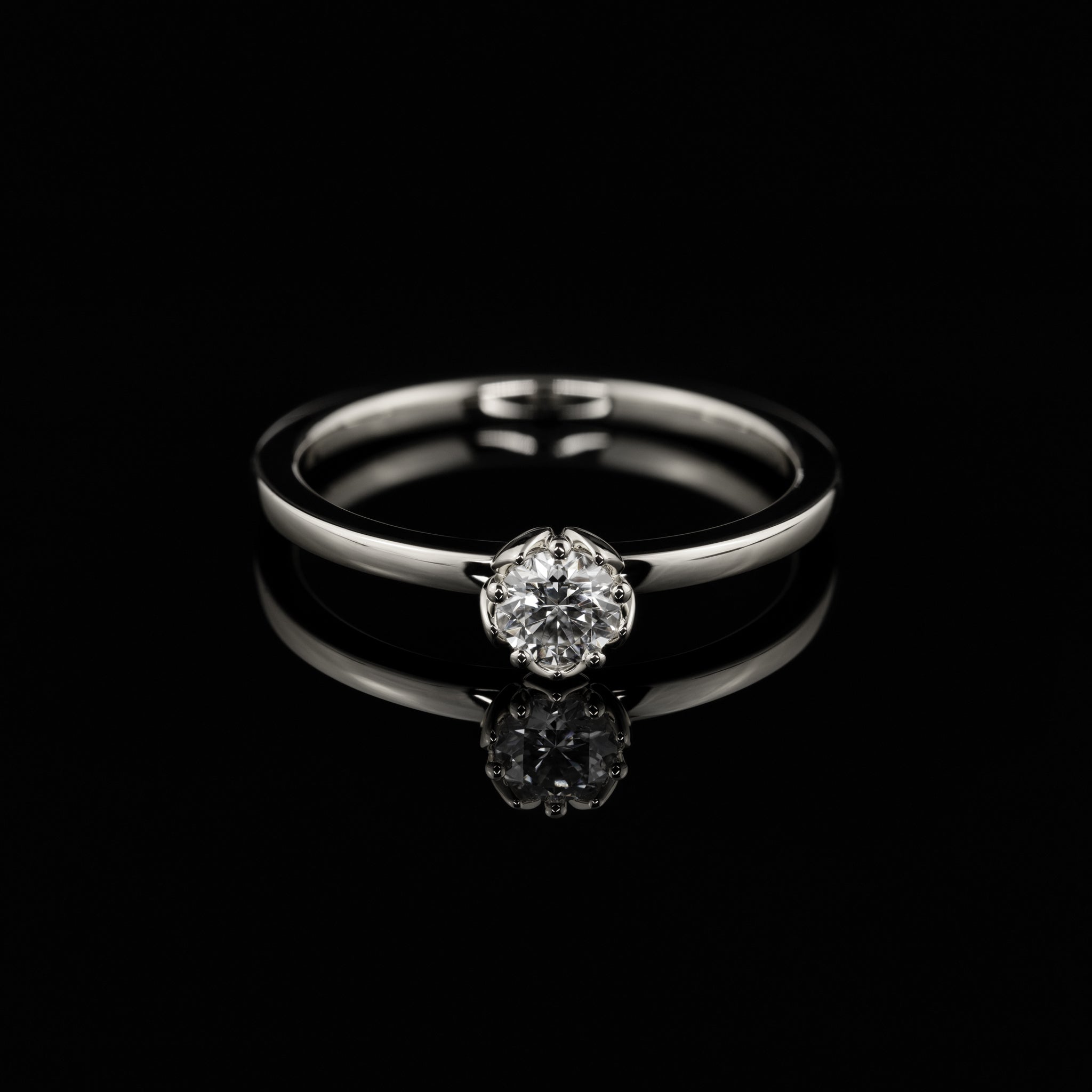 Weissgold Flora 0.25ct böumiger Verlobungsring Goldzeit Nuernberg Goldschmiede
