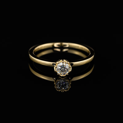 Gelbgold Flora 0.25ct böumiger Verlobungsring Goldzeit Nuernberg Goldschmiede