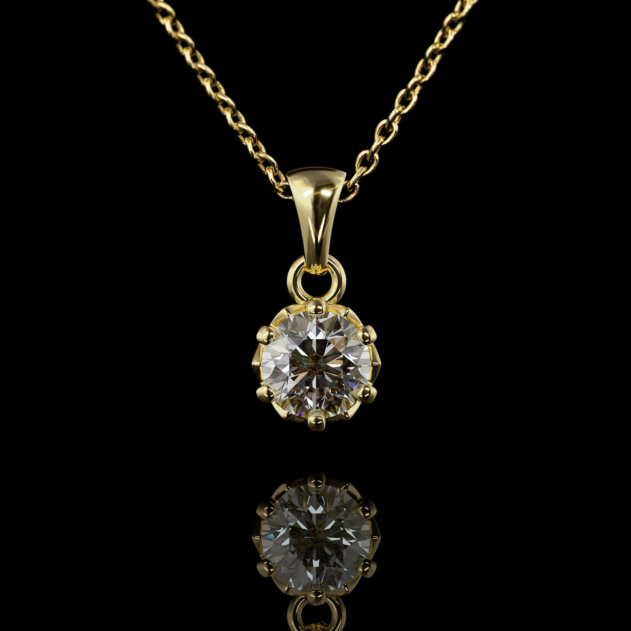 Kunstvoller Kettenanhänger 18 Karat Gelbgold Labordiamant Natürlicher Diamant Moissanit Goldschmied Goldzeit Nürnberg 