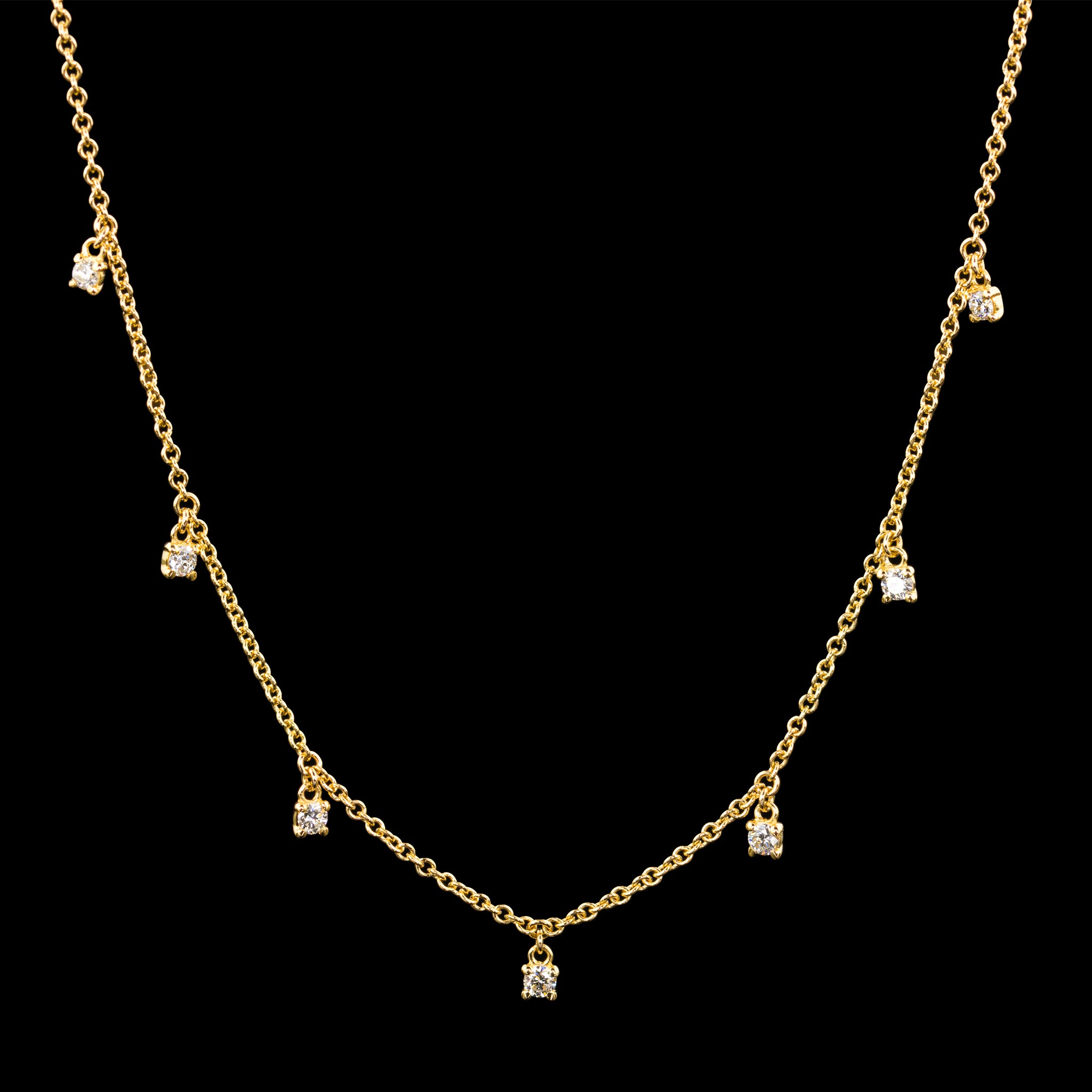Kette aus Gelbgold mit 7 natürlichen Diamanten von Goldzeit aus Nuernberg