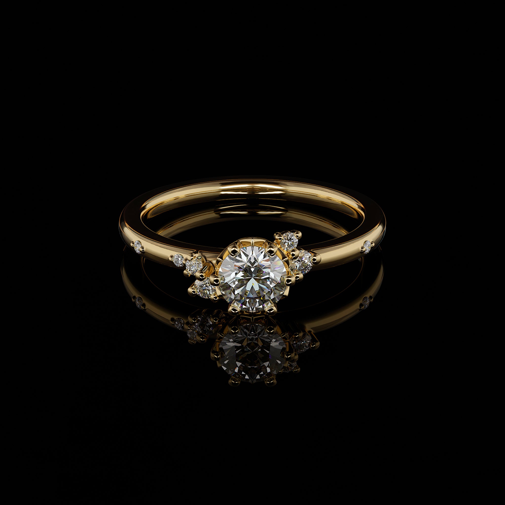 Nora besonderer Individueller Verlobungsring stackbar Goldschmiede Goldzeit Nuernberg Rosegold