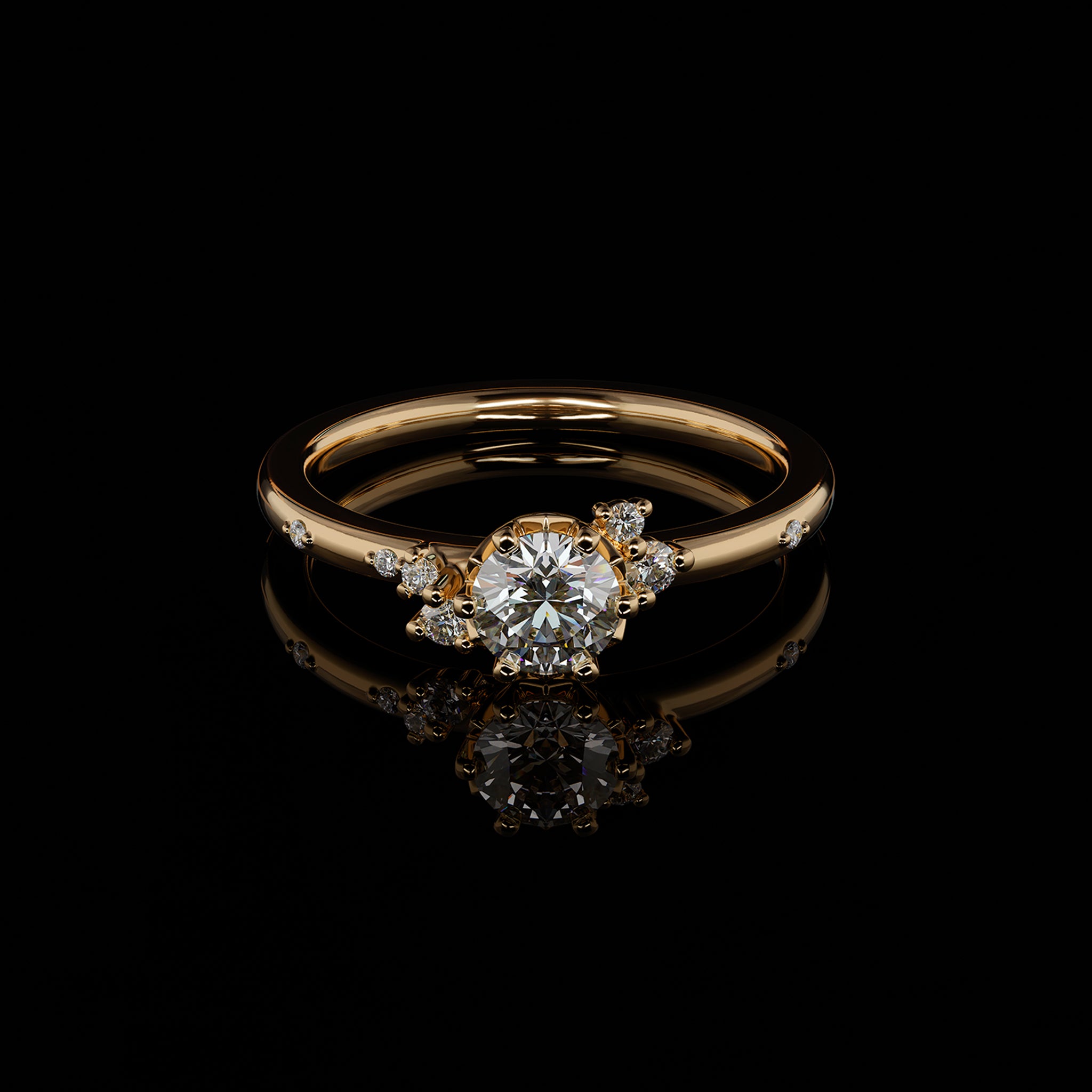 Nora besonderer Individueller Verlobungsring stackbar Goldschmiede Goldzeit Nuernberg Rotgold