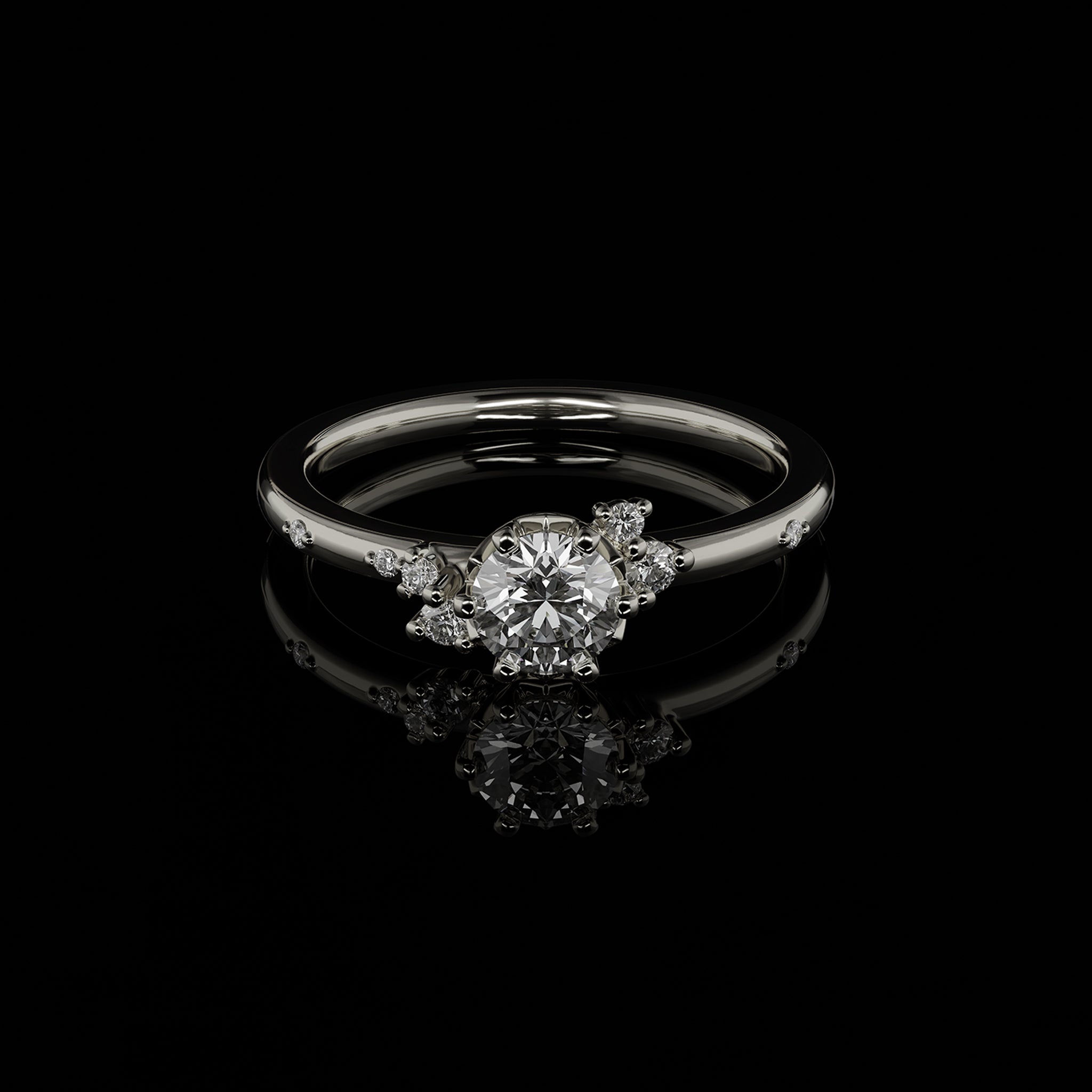 Nora besonderer Individueller Verlobungsring stackbar Goldschmiede Goldzeit Nuernberg Weissgold