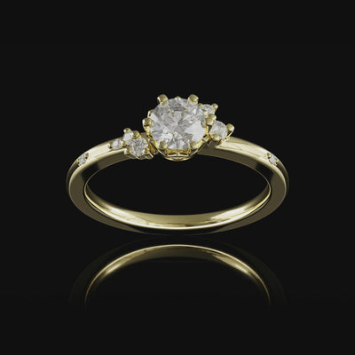 Turntable Nora besonderer Individueller Verlobungsring stackbar Goldschmiede Goldzeit Nuernberg Gelbgold