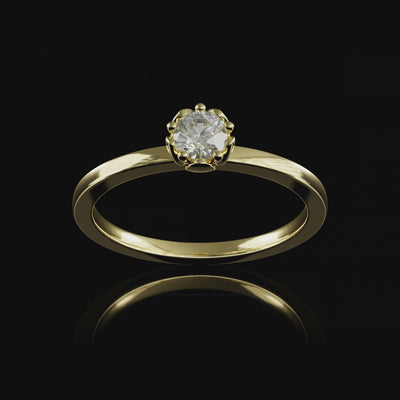 Gelbgold Flora 0.25ct böumiger Verlobungsring Goldzeit Nuernberg Goldschmiede 360 Grad-Ansicht